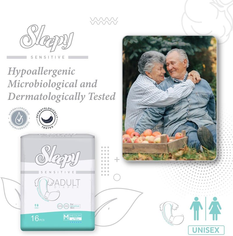 Sleepy Hypoallergenic 96 Adult Diapers | Size- Medium | Unisex Diapers for Sensitive Skin | Odour Control Diapers | Wetness Indicator Comfortable & Adjustable | 85-125CM 6X16 - Image 3